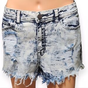Sneak Peek Light Blue Distressed Jean Shorts
